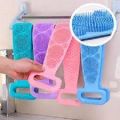 Long Bath Towel Pull Back Strap Wash Scrubber Exfoliating Scrub Silicone Cleaning for Bathroom. 