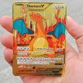 pokemon cards golden 2023 Pokemon Card Charizard Ash Ketchum Energy Gold Metal Card Gengar Arceus Rare Game Collection Battle Trainer Card Kid GiftParty Games Crafts. 