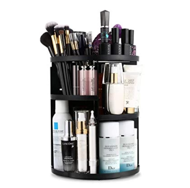 360° Rotating Adjustable Makeup Organizer , Diamond Pattern Cosmetic Storage Box for Skincare, Toiletries, and Jewelry Display
