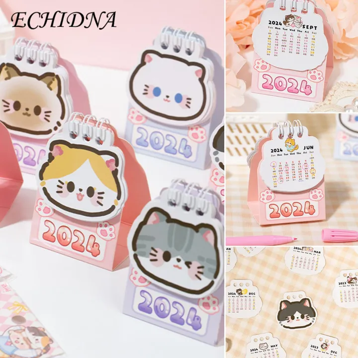 Mini Desk Calendar Compact Cartoon Desk Calendar Cute Kawaii Design for Daily Organization Portable Space-saving Planner