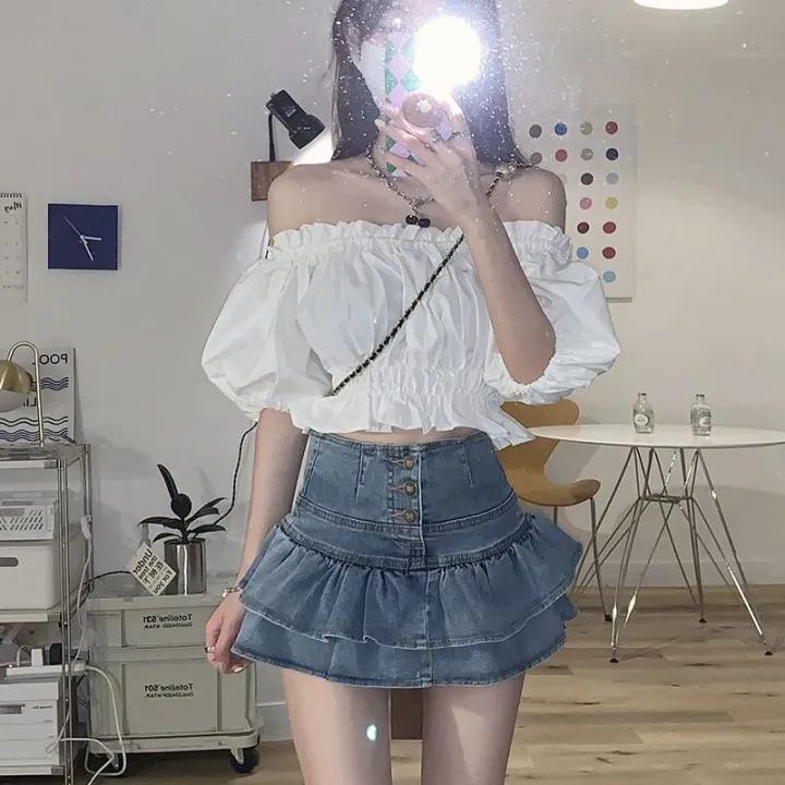 Hot%20Girl%20Ruffled%20Denim%20Skirt%20Women's%20Summer%20New%20Korean%20Style%20Breasted%20High%20Waist%20Slimming%20Anti-Emptied%20Miniskirt%20-%20Image%205