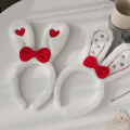 Bow Tie Cartoon Plush Rabbit Headband Soft Rabbit Ears Love Heart Love Heart Hair Hoop Cartoon Plush Cosplay Hair Band for Cosplay Parties Costume Parties Dress-Up Events Anime Conventions Children'S. 