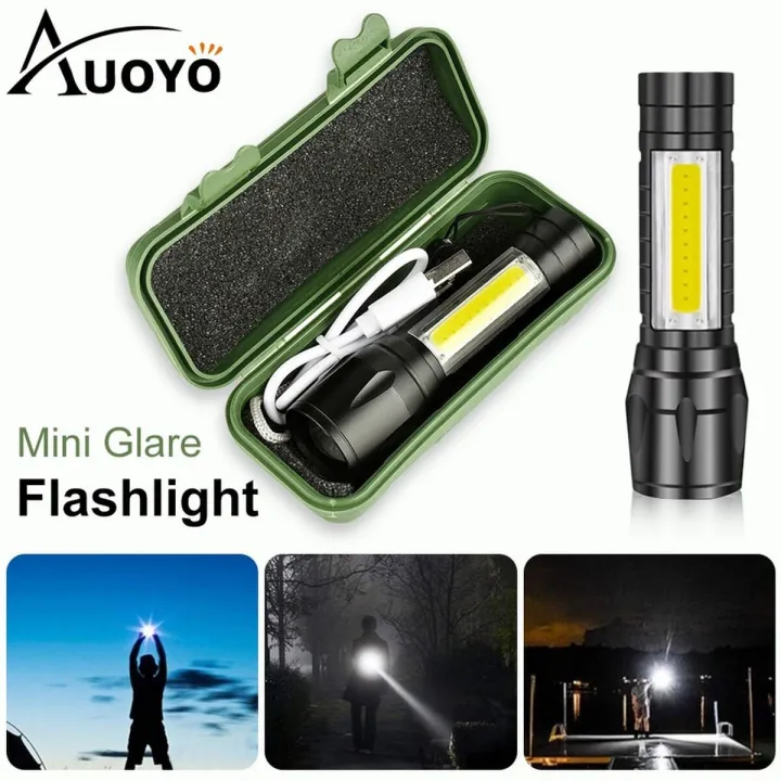 COB Torch XPE Aluminum Alloy & Plastic Flashlight Rechargeable Adjustable Focus Torch High Power Zoom Able