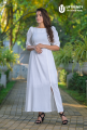 UpTrendy Long frock | Dresses for women | White dress with side pockets. 