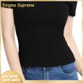 Enigma- Women T-shirt Backless Summer Solid Color Slim Pullover Top. 