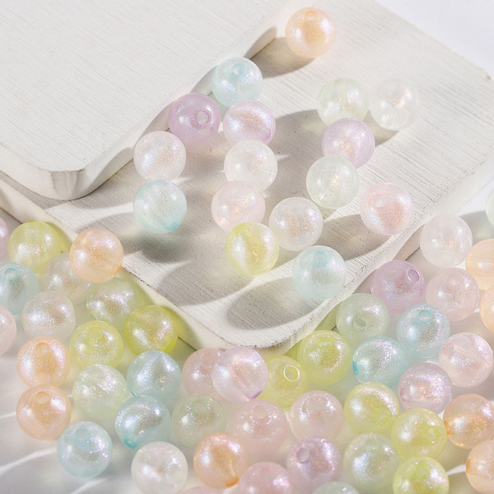30/50pcs 8mm/10mm Macaron Color Beads Fluorescent Acrylic Loose Beads For Bracelet Necklace Making