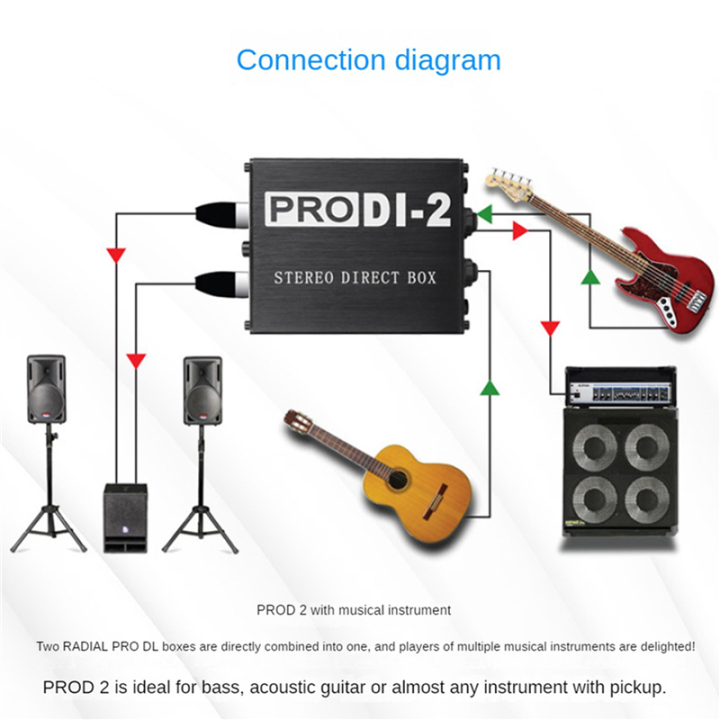 (GGBR) 2X ProDI-2 Passive Stereo Direct Box Audio DI Box Direct ...