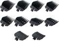 WELURE 10Pcs Clipper Guards Set Replacement for Limural K11S/ Novah HCL-001/ Surker K7S/K9C/K9S 1/16 to 1 - Black. 