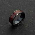 JeeMango Domineering Red Carbon Fiber Black Dragon Inlay Stainless Steel Ring for Men. 