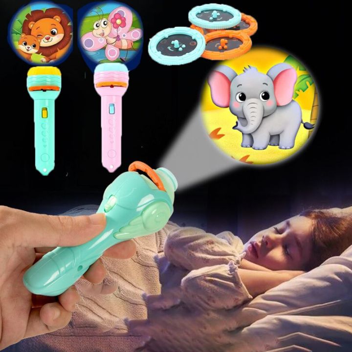 【Hot】 Kids Toys For Girls Baby Sleeping Light Up Toys Cute Cartoon Story Book Flashlight Projector Torch Lamp Early Education Toy
