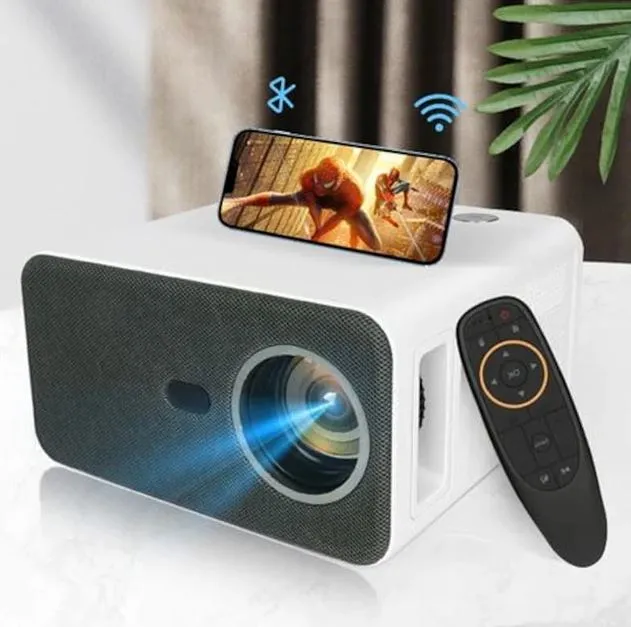 Miniprojector, Full HD 1080P Thuisbioscoopvideoprojector, Draagbare Buitenprojector, Oogbescherming, Filmtelefoonprojector voor Thuiskantoor