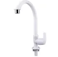 Kitchen Sink Tap 1/2'' PVC Long Round Neck White Lever type. 