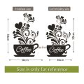 【IKE】Creative Flower Vine Coffee Cup Wall Sticker For Cafe Restaurant Decoration Decals Wallpaper Hand Carved Kitchen Stickers. 