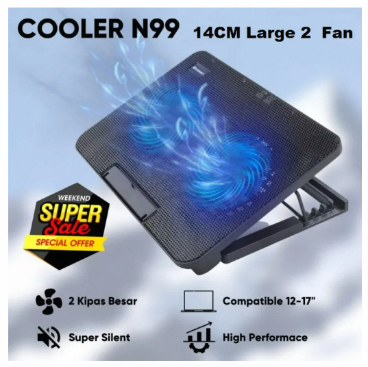 N99 Gaming Laptop Cooling Pad 15-17 inch Laptop For Large 2 Fans 140mm With Screen Cooler AdjustableStand Pad Cooling For Laptop Notebook MacBook