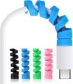 Cable Protector 4 in 1 Pack Holder Organizer Winder Clip Charger Cord Silicone Spiral Cover Flexible Protective Sleeve Charging Cable Protector Cable Protector for Mobile Phones And Laptops. 