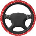 Red White Polka Dot Steering Wheel Cover For Women Anti Slip Auto Car Wrap Cover Accessories For Girl. 