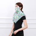 Women Floral Print Breathable Chiffon Sun Proof Veil Shawl Scarf Neck Face Cover. 