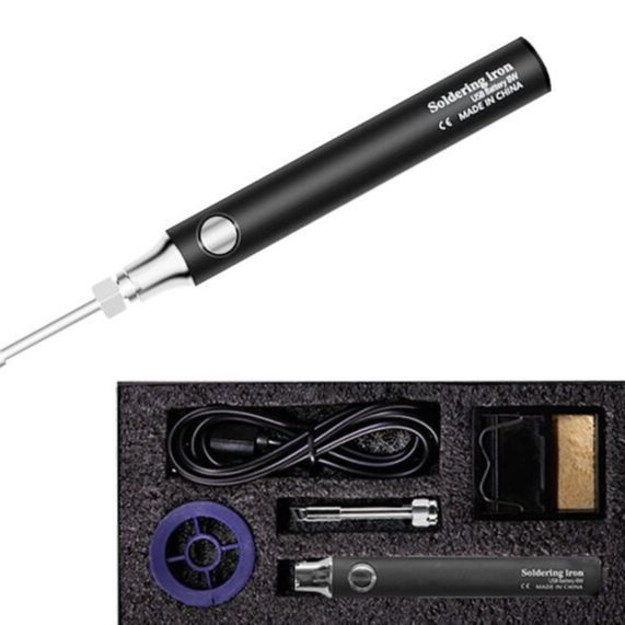 Cordless Soldering Iron Tool Pen Portable USB 5V 8W Electric Powered 3 Tip Kits Rechargeable and Temperature Adjustment