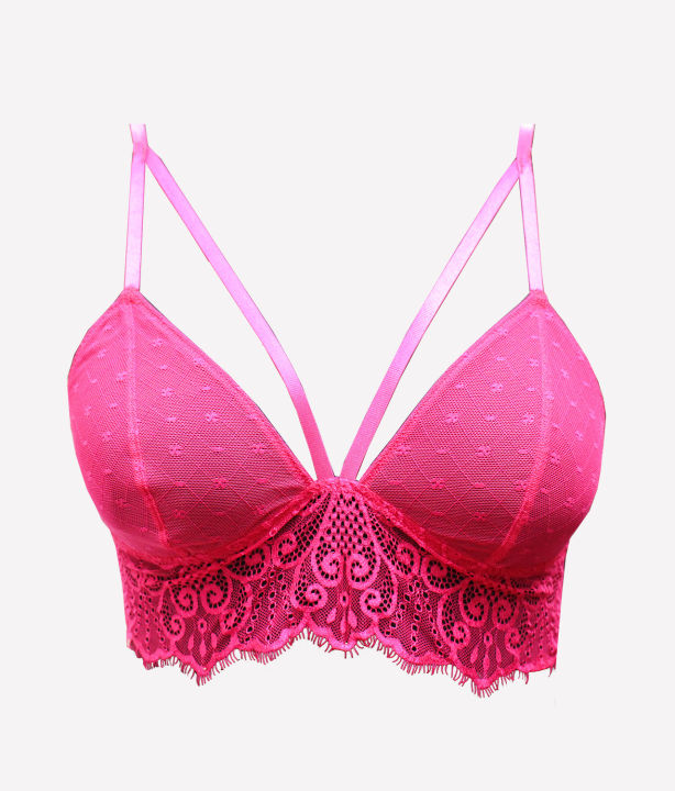 TOFO Women's Hot Pink Lace Bralette.