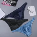 Muses Mall Men Ice Silk Thin Stripe Panties， Solid Color Elastic Waist G-string Panties Brief，Convex Inside Quick Dry Thong Panties Underpants for Sleeping. 
