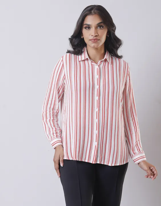 Spring & Summer Striped Long Sleeves Button Down Shirt