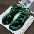 【BestGO】Flip Flops Sandals Women Flat Sandal Summer Beach Slippers With Flower Solid Casual Jelly Shoes For Girl/Lady F1121-25. 
