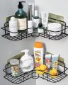 Kitchen & Bathroom corner rack Shelves Adjustable Shower Corner Shelf for Kitchen & Bathroom Accessories - Without Drilling - Bathroom Storage (Black) Rack. 