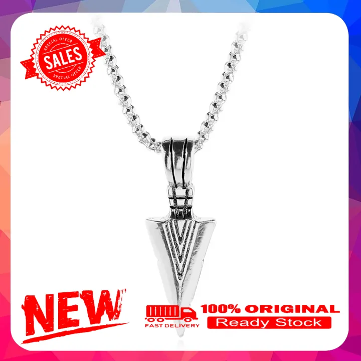 Arrowhead Pendant Men Necklace Vintage Alloy Chain Spearpoint Necklace Fashion Accessories
