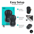 A Grade Logitech M185 New Wireless Mouse, 2.4GHz, USB Mini Receiver, Ambidextrous, 10m Wireless Range, 12-Month Battery Life, Compatible with Windows, Android, Mac, Chrome OS, Linux - Light Black. 
