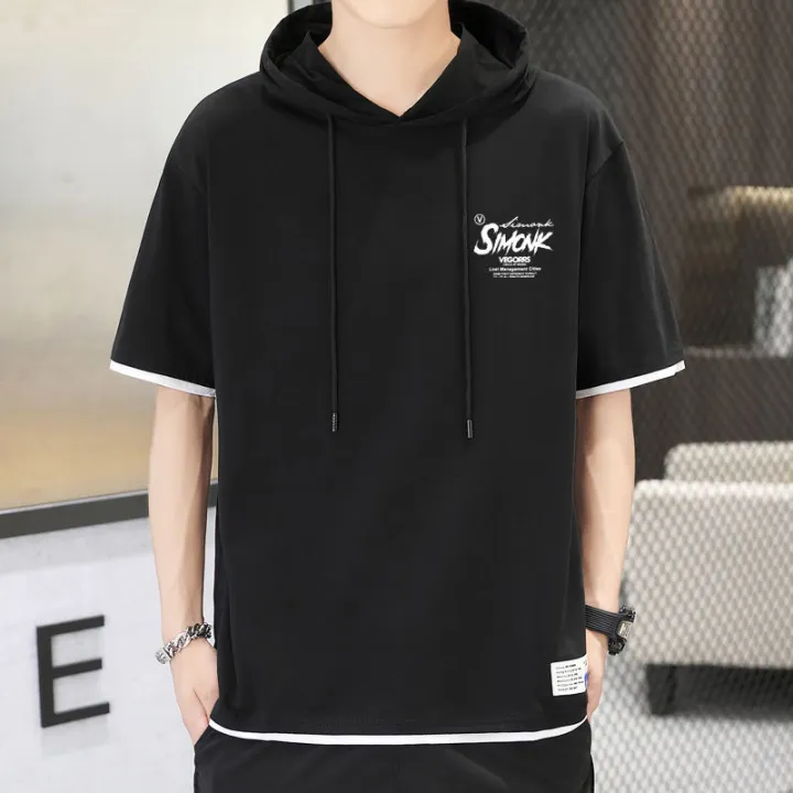 Summer%20All-Matching%20Hooded%20Short%20SleeveTT-shirt%20Men's%20Trendy%20Hooded%20Sports%20Loose%20Tops%20Hoodie%20Korean%20Style%20Hong%20Kong%20Style%20Sweater%20Fashion%20-%20Image%205