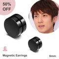 Man Women Magnetic Earrings No Piercing Simple Acrylic Round Earrin  Magnetic Earrings Black Silver and Gold in Daraz Flyer. 