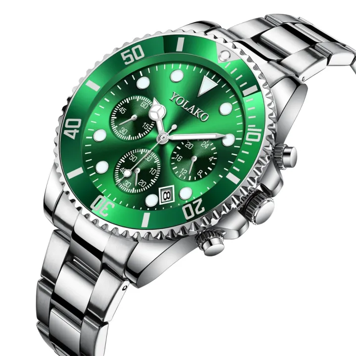 【Miga Plaza】Fashion Men Stainless Steel Watch Luxury Calendar Quartz Wrist Watch Business Watches Man Clock relogio masculino