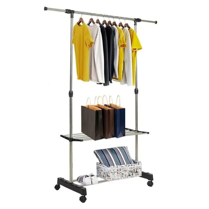 Single Pole Cloth Hanging Rack, Retractable Storage Layer Cloth Rack ...