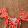 Yfashion Girls Cotton One-piece Swimsuit Cute Strawberry Printing Short Sleeves Quick-drying Swimwear For 1-6 Years Old Kids. 