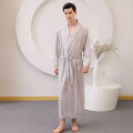 Bathrobe Men's Summer Swimming Absorbent Thin Bathrobe Long plus Size Men's Robes Long Sleeve Spring and Autumn Ice Silk Pajamas. 