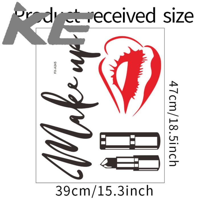 【IKE】Make UP Lipstick Wall Mirror Stickers Quotes Dressing Room Decor Wallpaper Home Decoration Accessories Girls Bedroom Decal Mural