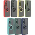 lthmy for Samsung Galaxy Z Fold 3 5G Ring Holder Kickstand Matte Back Soft Bumper Hybrid Protective Cover case. 