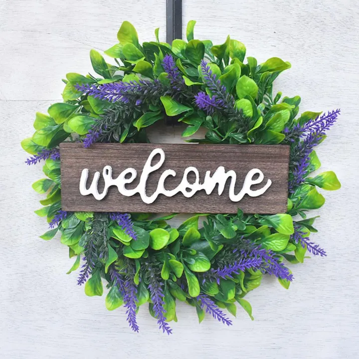 Welcome%20Sign%20with%20Lavender%20Wreath%2013in%20Artificial%20Eucalyptus%20Wreath%20Greenery%20-%20Image%204