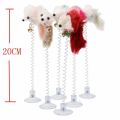 Pet Cat Kitten Teaser Fun Interactive Play Toy Pom Plush Mouse Dangle Spring Bell Colour Sucker Cats Scratching Playing Toys Elastic Wand Feather False Mice Pets Supplies. 