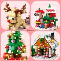 Make DIY IY Handmade House Model D Educational Christmas Christmas Building Blocks Set Assemble Mini House Mini Building Blocks Toy Christmas Gifts. 