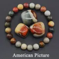 ZEBF-Original Reiki Blue Apatite Beads Bracelet Men Women Natural Lapis Lazuli Amethyst Yellow Tiger Eye Stone Beads Bracelet Jewelry. 