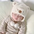 Lovely Winter Baby Bear Hats Soft Outdoor Newborn Bonnet Hats Ear Protection Fleece Wool Boys Girls Beanie Cap Kids. 