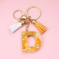 Orange Color 26 Initials Letter Keyrings with Tassels Handbag Key Chain Pendant Ornaments Acrylic Alphabet Keychains Accessories. 