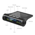 Solar Car Digital Clock With LCD Time Date In-Car Temperature Display for Outdoor Personal Car Part Decoration Car Accessories -Black. 
