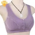 Comfortable Breathable Women Bra Comfortable Wireless Front Closure Sport Bra for Mid-aged Women Lace Splicing Removable Pads Ideal for Southeast Asian Buyers Mid-aged Women Wireless Brassiere. 