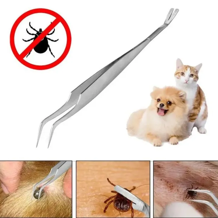 Manual Tweezers 2 In Tick Tweezers Stainless Steel Dog Louse Clip Durable Quick Tick Remover Tweezers Cat