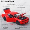 1:32 Dodge Challenger Hellcat Die Cast Metal model car Pull Back Hellcat Car With Light and Music Hellcat Toy Car Collectible Model Cars,for Boys. 