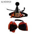 Party Pet Hat Adorable Pet Hat Adjustable Pumpkin Velvet Bow Tie Collar Sequin Headdress for Cat Puppy Photography Dress Up. 