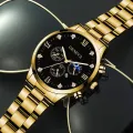 Enacolor 2Pcs/Set Elegant Gold Metal Steel Strip Chain Bracelet Quartz Watch Set Fashion Casual Accessories Business Men Gift. 