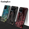 Casinglee For VIVO Y33 Case Fashion Marble Tempered Glass Protector Soft Silicon Back cover for VIVO Y33 Phone cases For girls and Boys. 